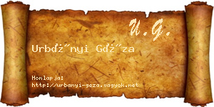 Urbányi Géza névjegykártya