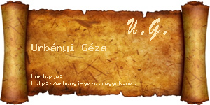 Urbányi Géza névjegykártya