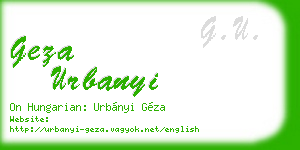geza urbanyi business card