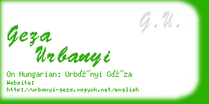 geza urbanyi business card